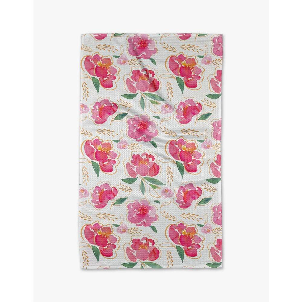 NEW GEOMETRY peony tea towel in pink
